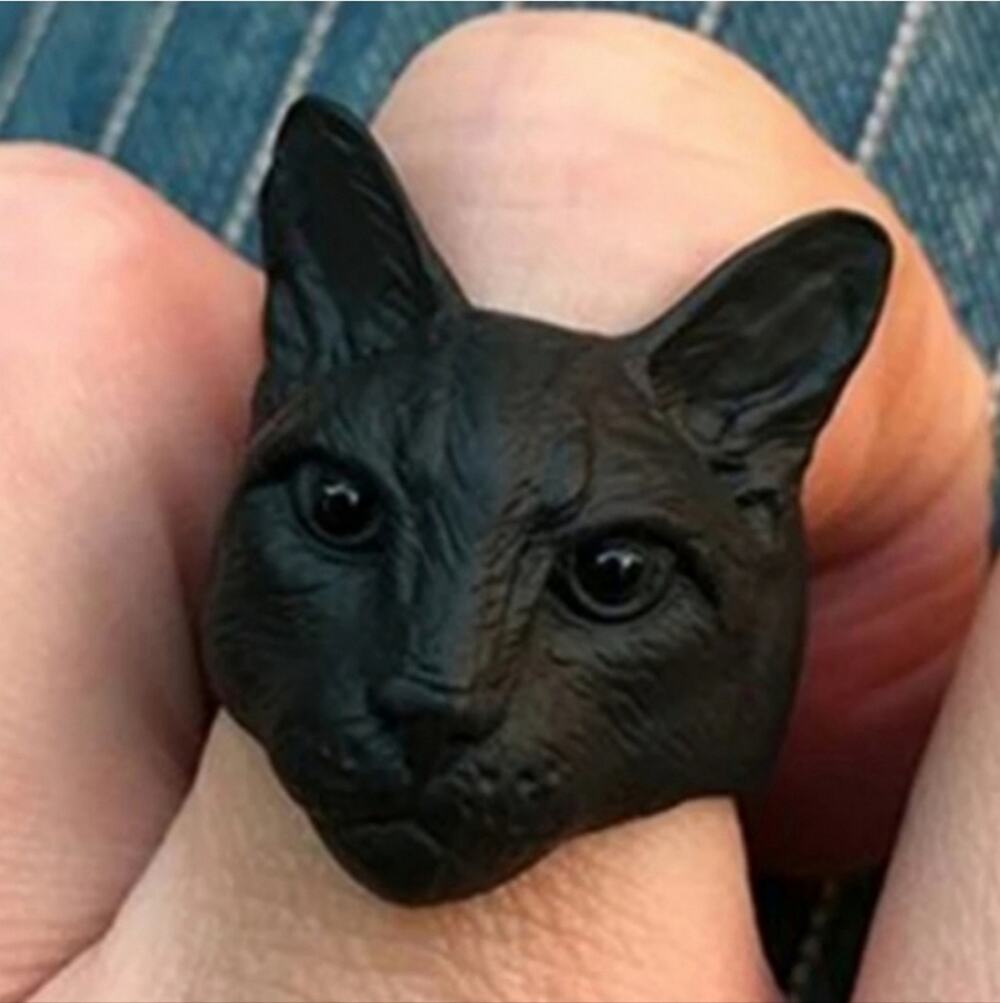 Salem Black Metal Kitty Cat Ring